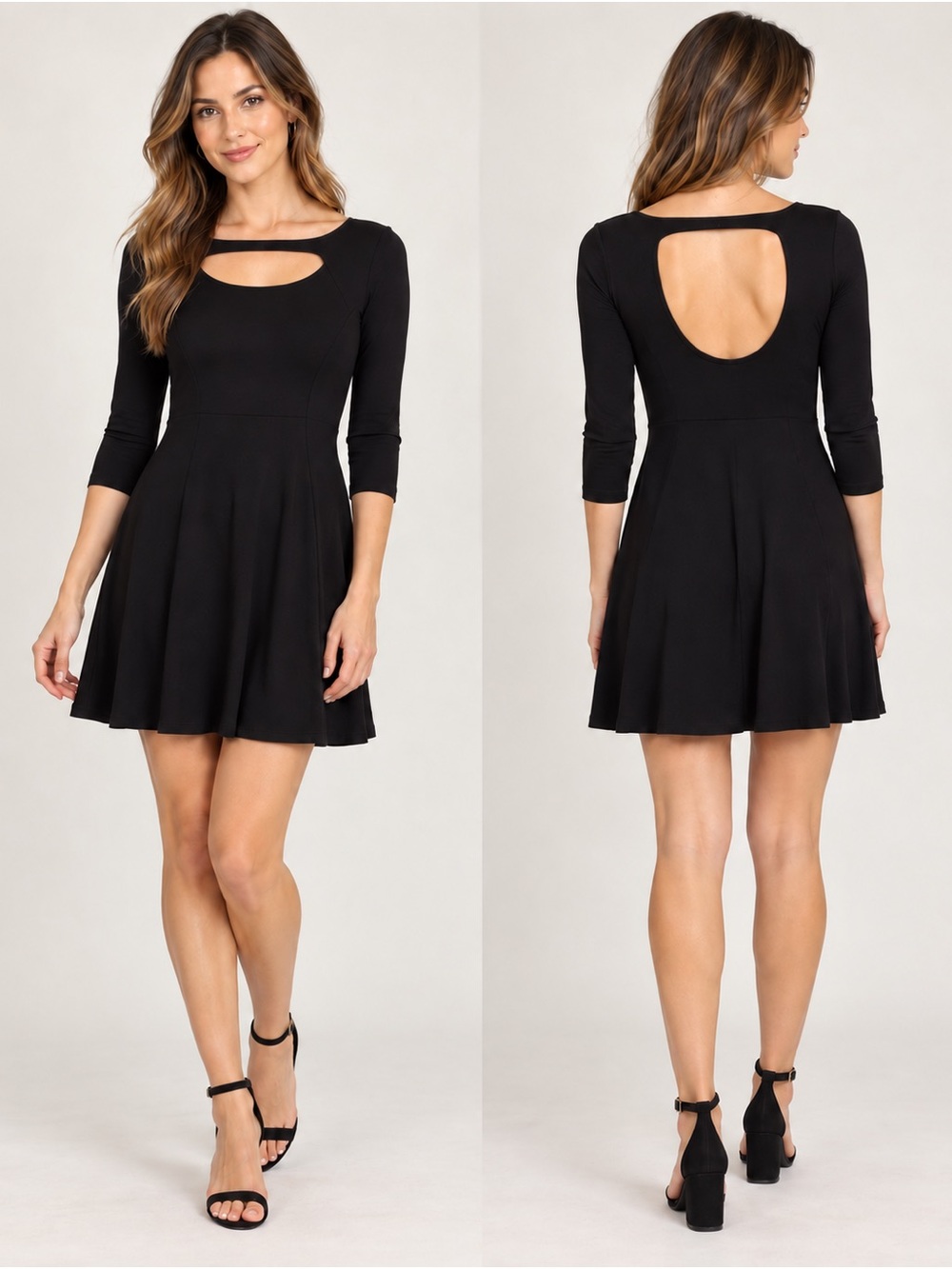 BB Dakota Black Cutout Fit & Flare Dress Size XS